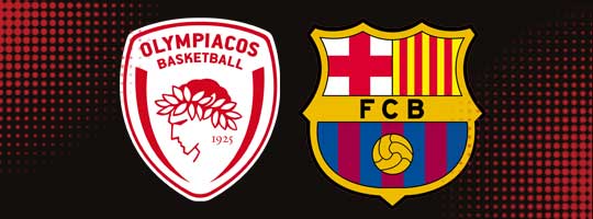 Olympiakos Piräus (Griechenland) und FC Barcelona Logo